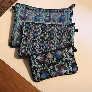 3 Vera Bradley Vinyl Cosmetic/Travel Pouch Set